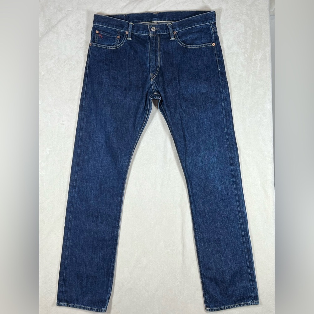 Polo Ralph Lauren 36W 33L Slim Fit Dark Wash Straight Cut Jeans Excellent Shape